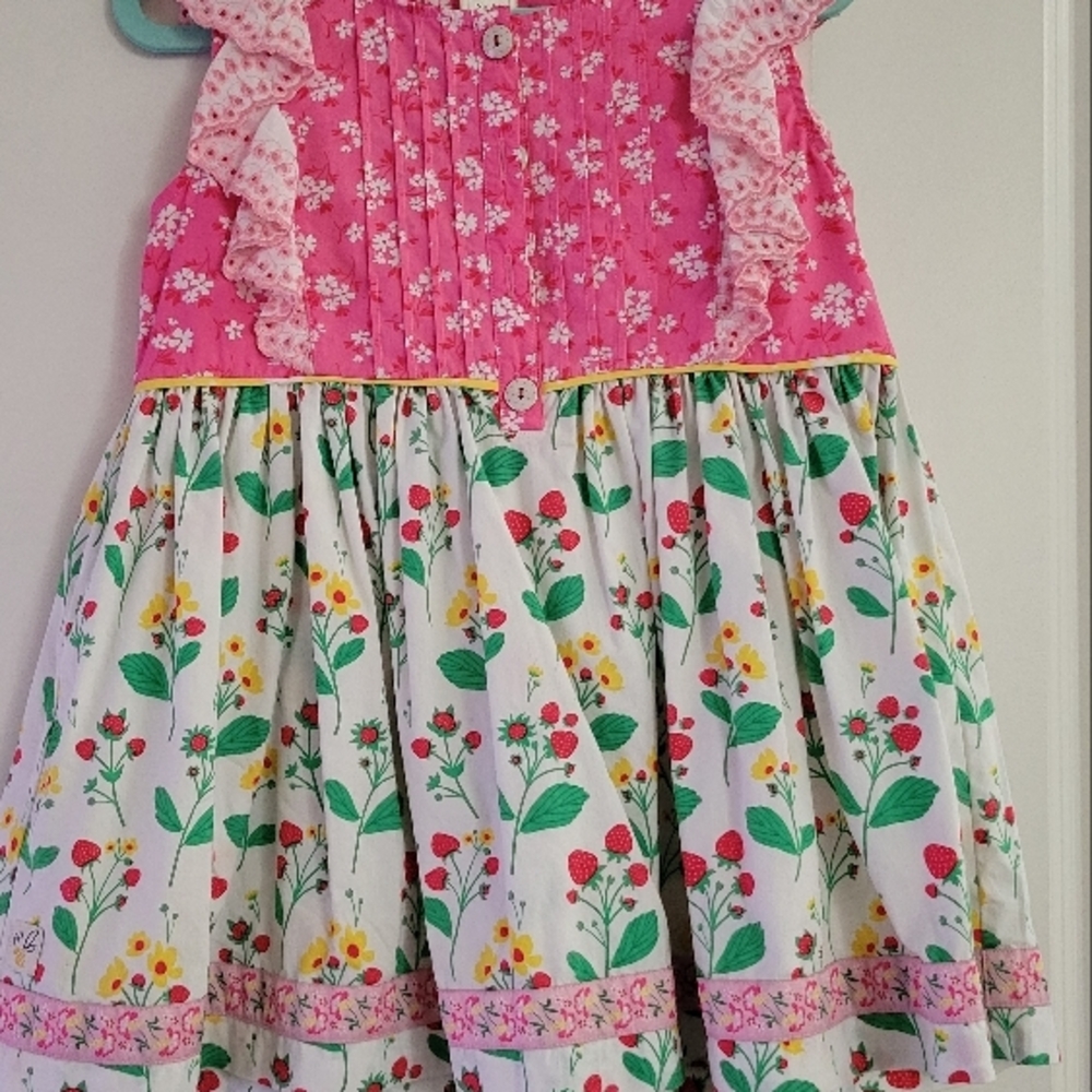 Pink and White Floral Kids Dress